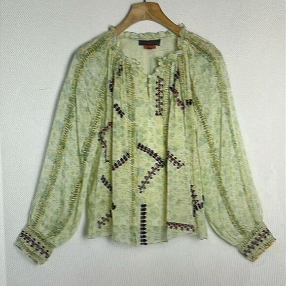 New! Anthropologie Bhanuni By Jyoti Giada Embroidered Beaded Top Size XL - Picture 2 of 16